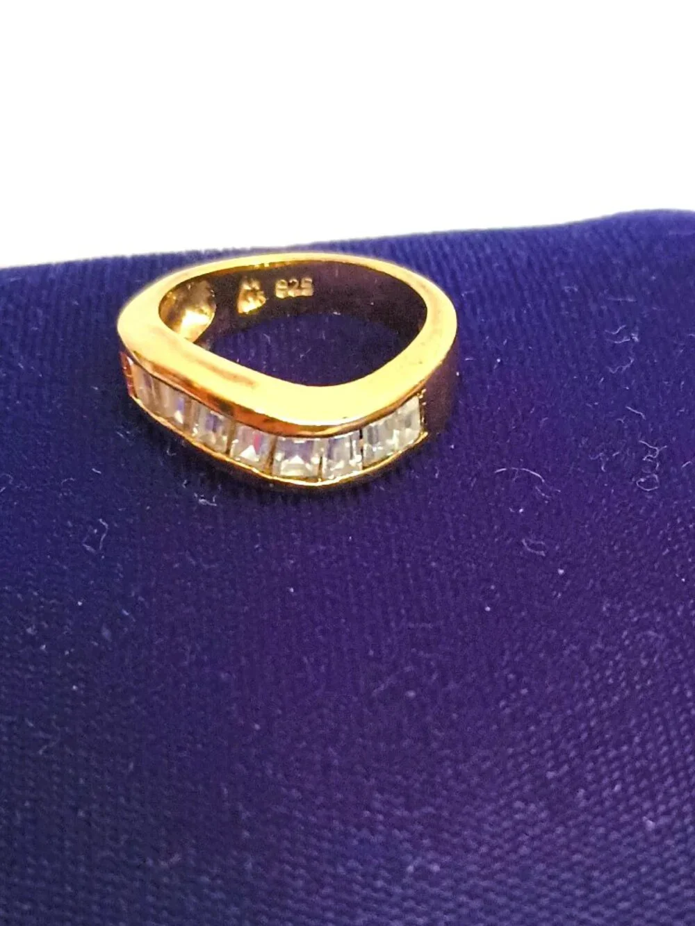 925 Tapered CZ Baguette Band 6 Curved Sterling Silver Ring